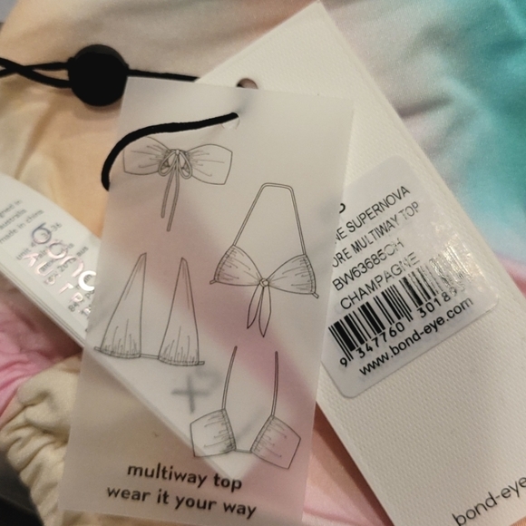 NWT BOUND BY BOND-EYE Champagne Supernova Pastel Multiway Bikini Swim Top XS - Picture 4 of 5